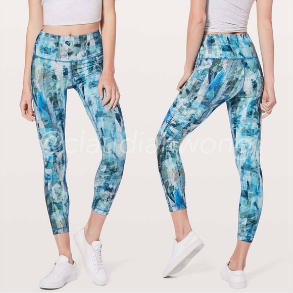 LULULEMON Wunder Under High Rise Leggings 25” in Sun Dazed Multi Blue - Picture 1 of 9